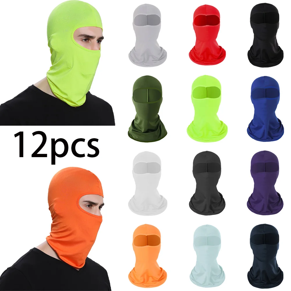 

12 Pieces of Ice Silk Hoods for All Seasons | Breathable Lightweight Sports Headscarf for Men and Women | Simple Solid Color Running Outdoor Multifunctional Mask