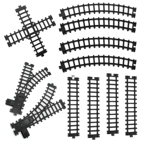5cm Wide Rail Track Expansion Pack for Railway King Classical City Train Flexible Track Straight Curved Rails Building Block Toy
