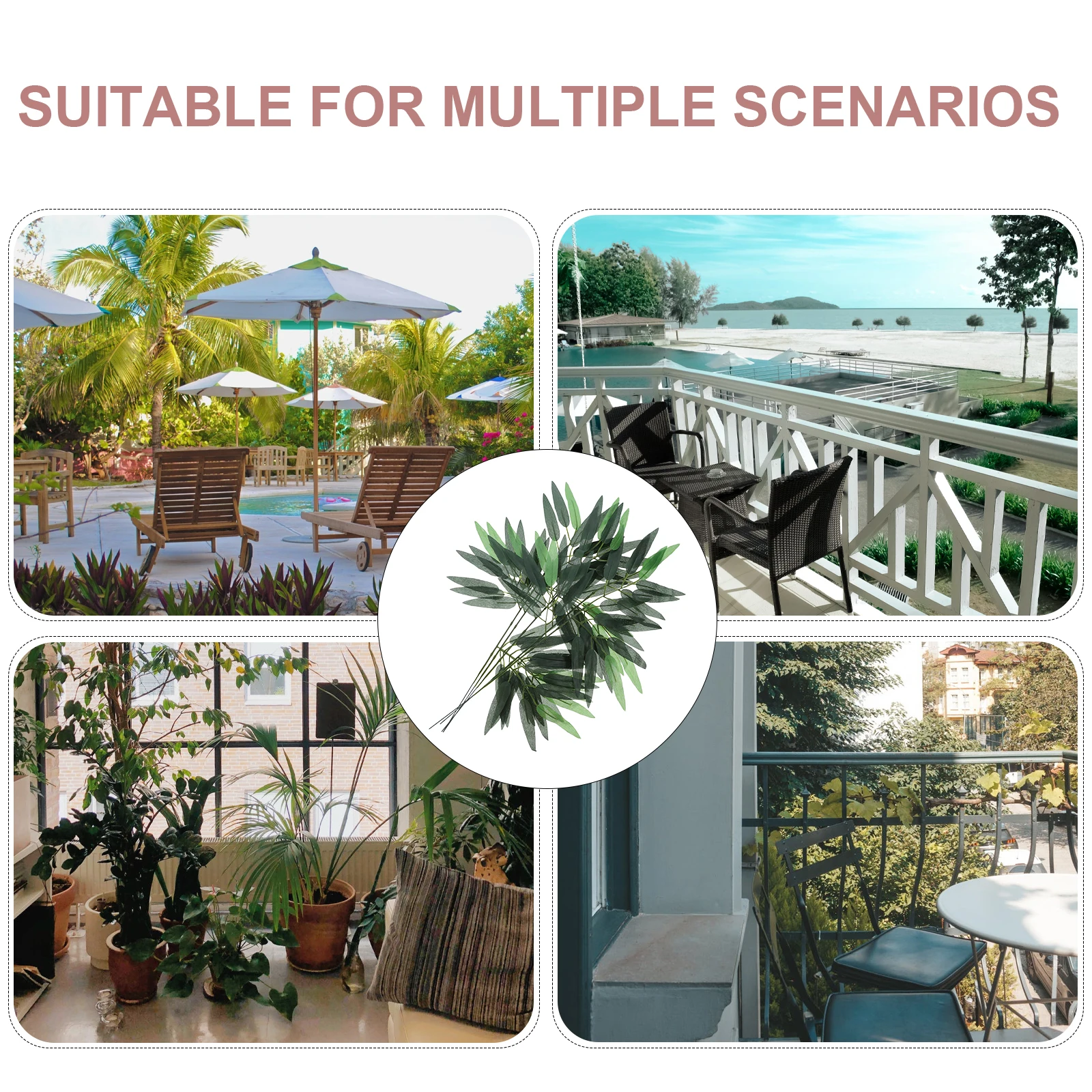 

50 Pcs Artificial Bamboo Leaves Green Detachable Fake Plants Branches Stick Leaf Stalks Office