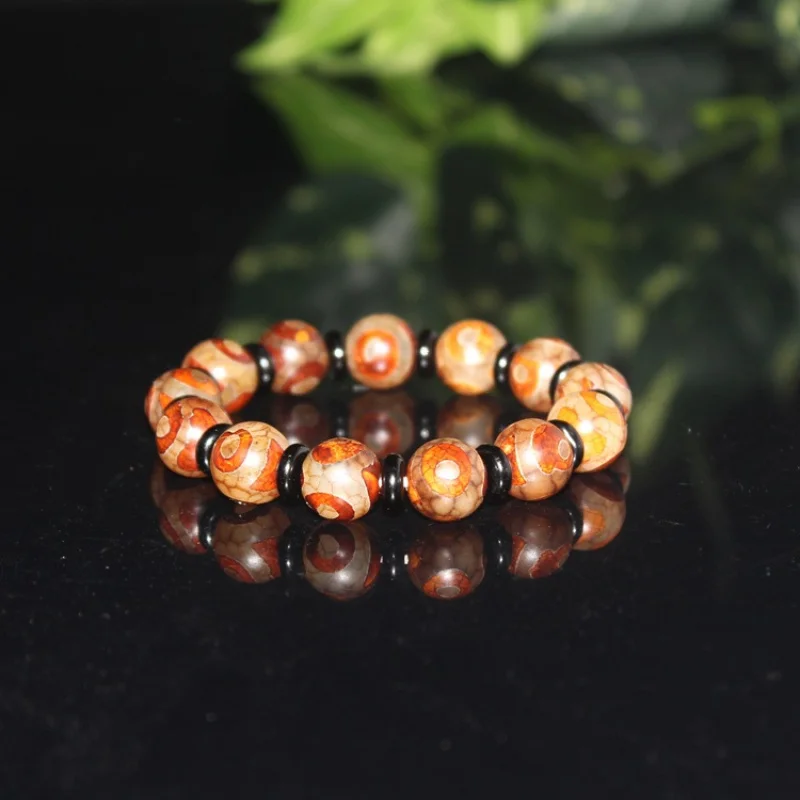 

Имитация Ming Qing, античный старый агат, трехглазый Дзи, круглый инкрустированный браслет из эмалированных бусин
