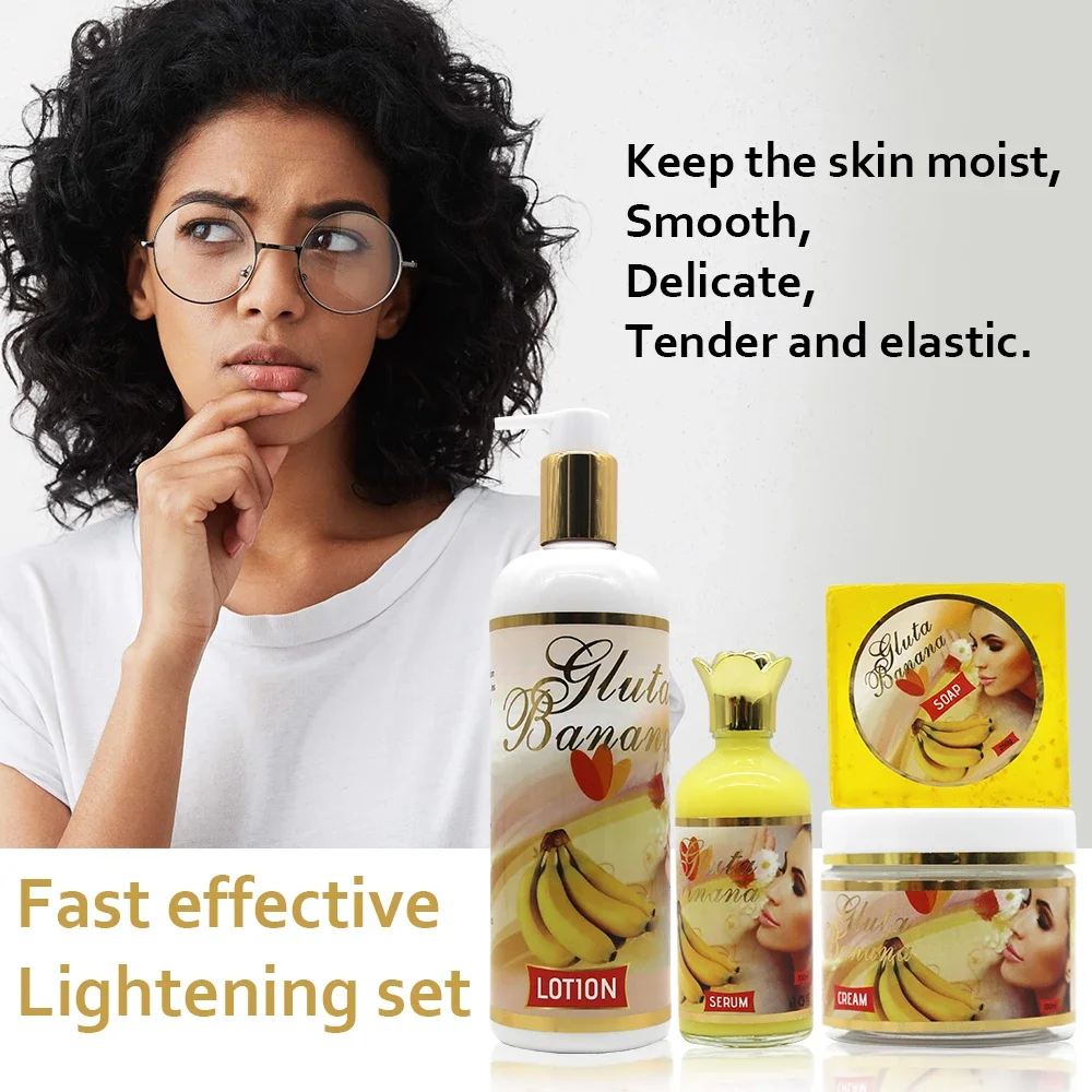 5D Gluta Natural Banana Essence Lightening & Moisturizing Skin Care Set Leaves Skin Glowing Smooth Soft Skin Care Product