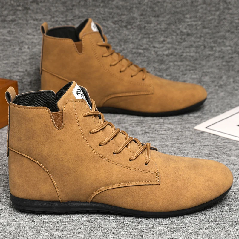 Casual Mid-Top Men's Shoes Spring Autumn New Style Lightweight Anti-Slip Waterproof Work Shoes Trendy All-Match Men's Boots
