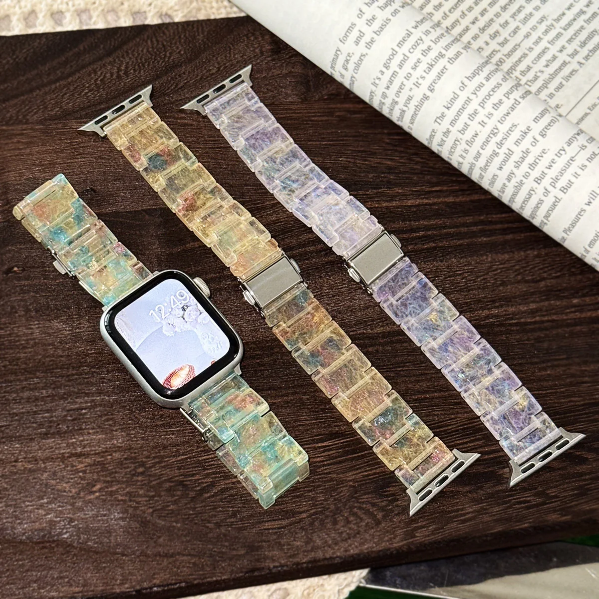 Sand Powder Texture Resin Strap for Apple Watch Band Series 12 11 10 9 8 SE Ultra 4 3 2 Bracelet 49mm 42mm 46mm 40mm 44mm 41mm