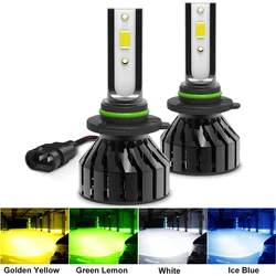 Ampoules LED pour voiture, lumière de sauna automatique, blanc, bleu glacier, vert, jaune, H4, H7, H1, HB3, HB4, 9005, 9006, H8, H11, H16, JP, 9007, H13, 9008, 2 pièces