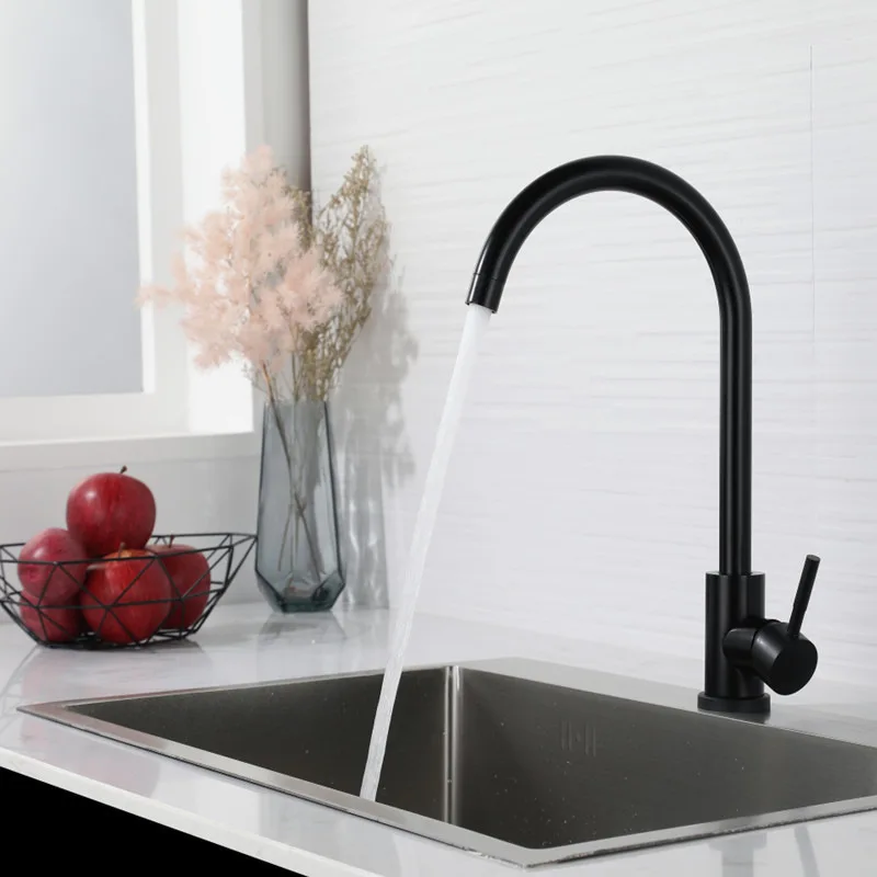 Brushed Gold 304 Stainless Steel Kitchen Sink Faucet Black/Nickel Single Hole Kitchen Hot And Cold Mixed Water Sink Faucet