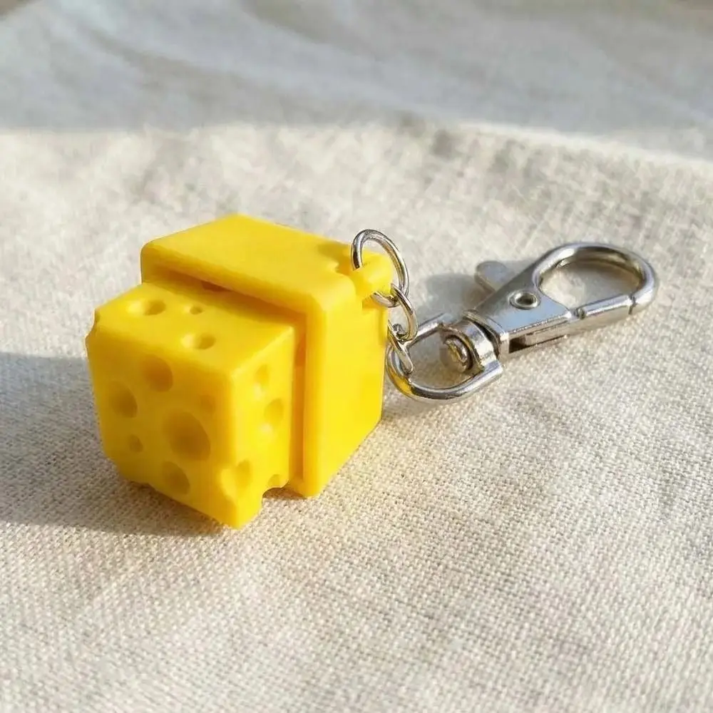 Plastic Clicker Fidget Keychain Click Sound Bag Accessories Cheese Squeeze Pendant Stress Relief Keyboard Keyrings Gift Idea