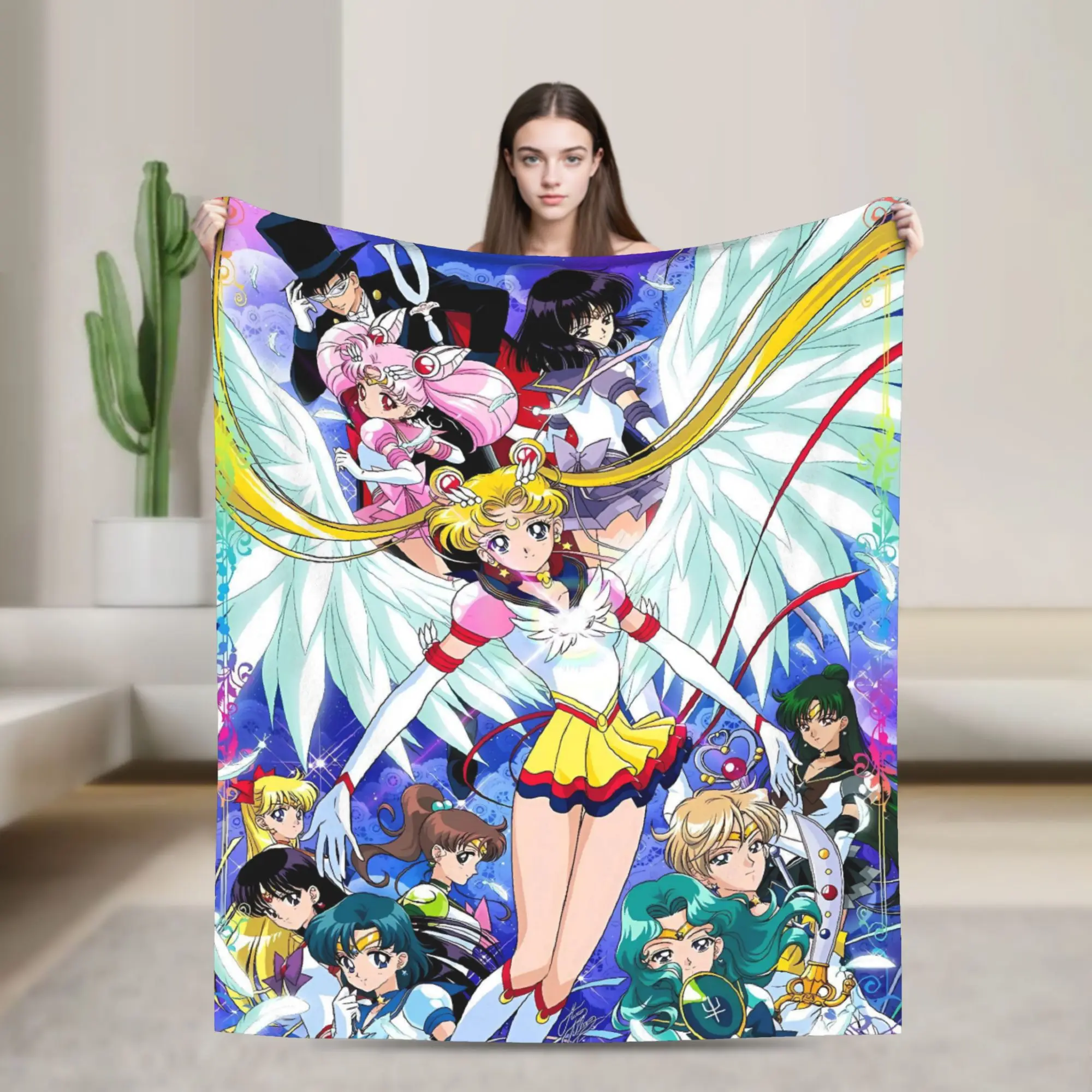 Sailor Moon Plush Blankets Kids Adult  Flannel Throw Blanket For Couch Chair Soft Custom DIY Quality Bedspread Gift Idea