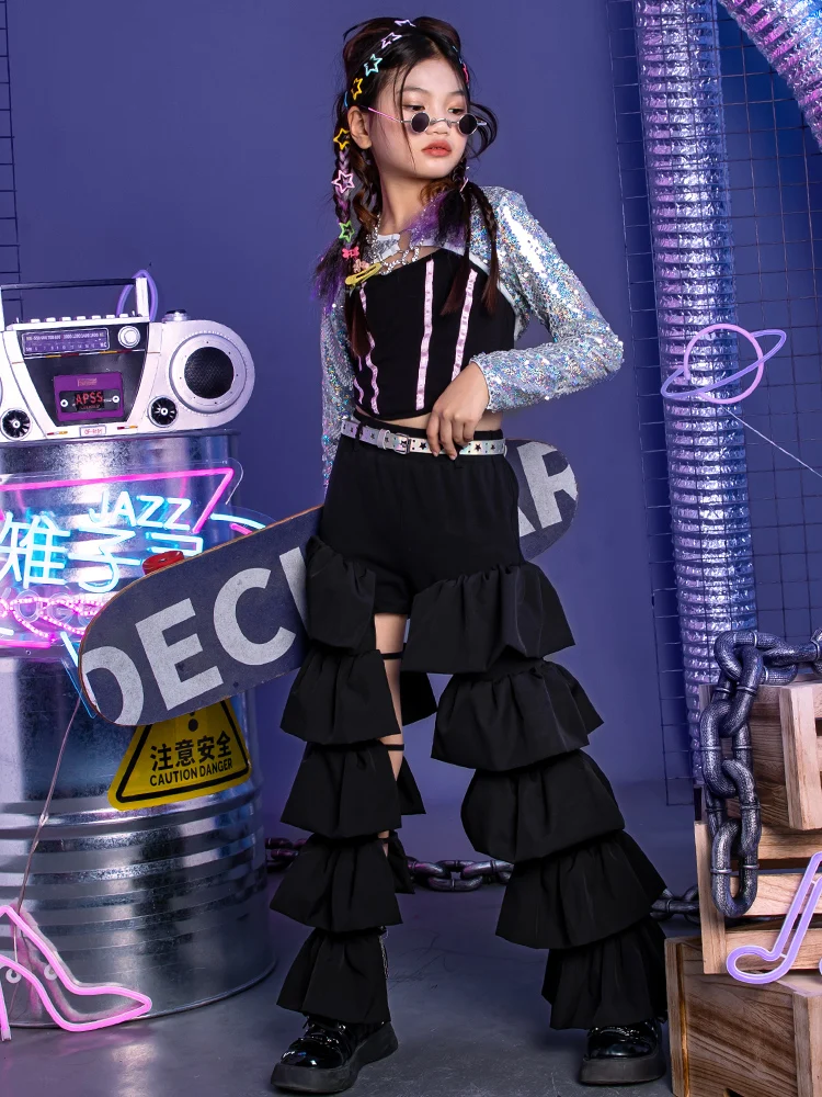 Jazz dance girl fashion explosion street costume set Children\'s runway fashion children\'s street dance clothes fall clothing