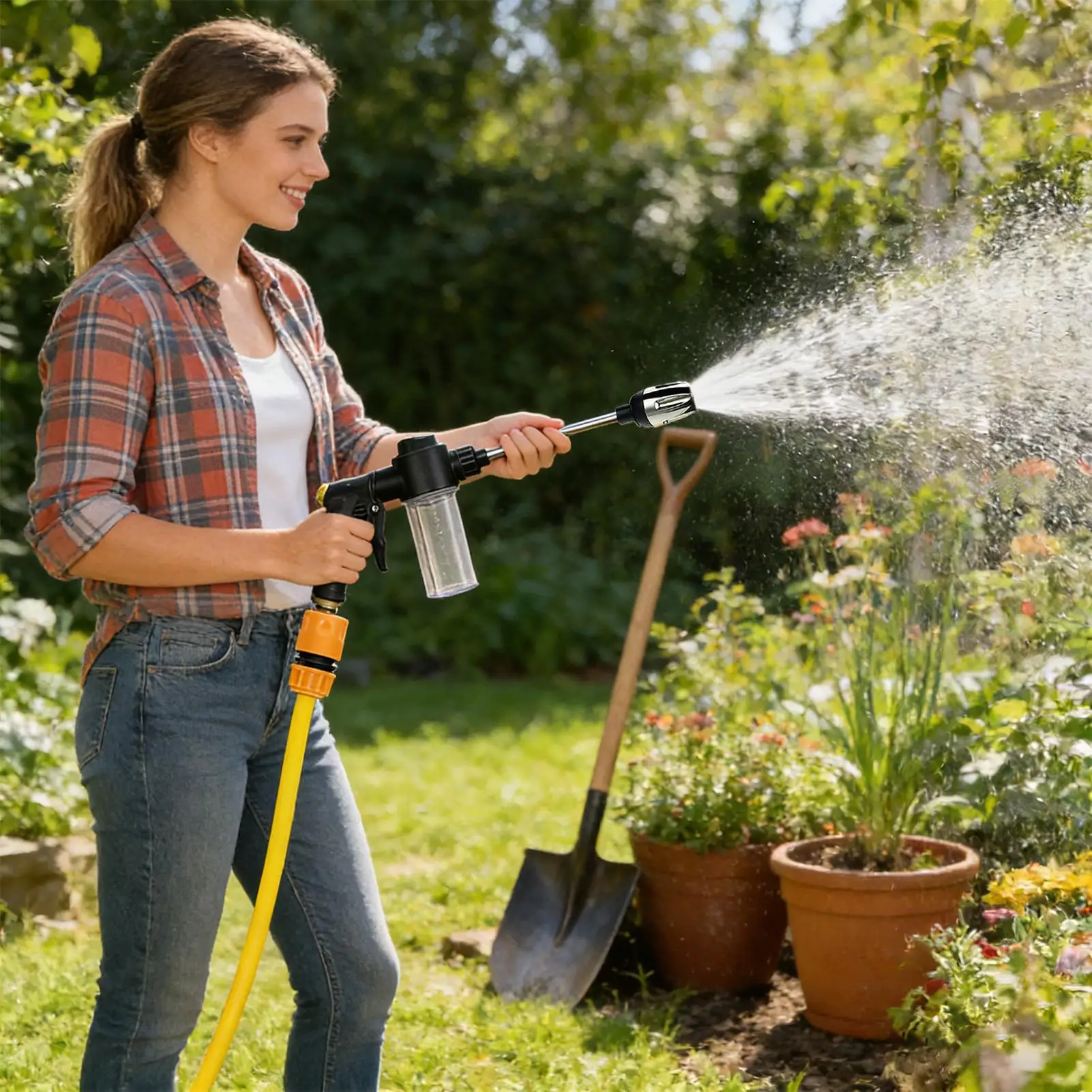 

Портативная мойка высокого давления, устойчивая к ржавчине, эргономичная, с регулировкой на 360 градусов, распылитель воды, садовый шланг, насадка высокого давления для автомобиля