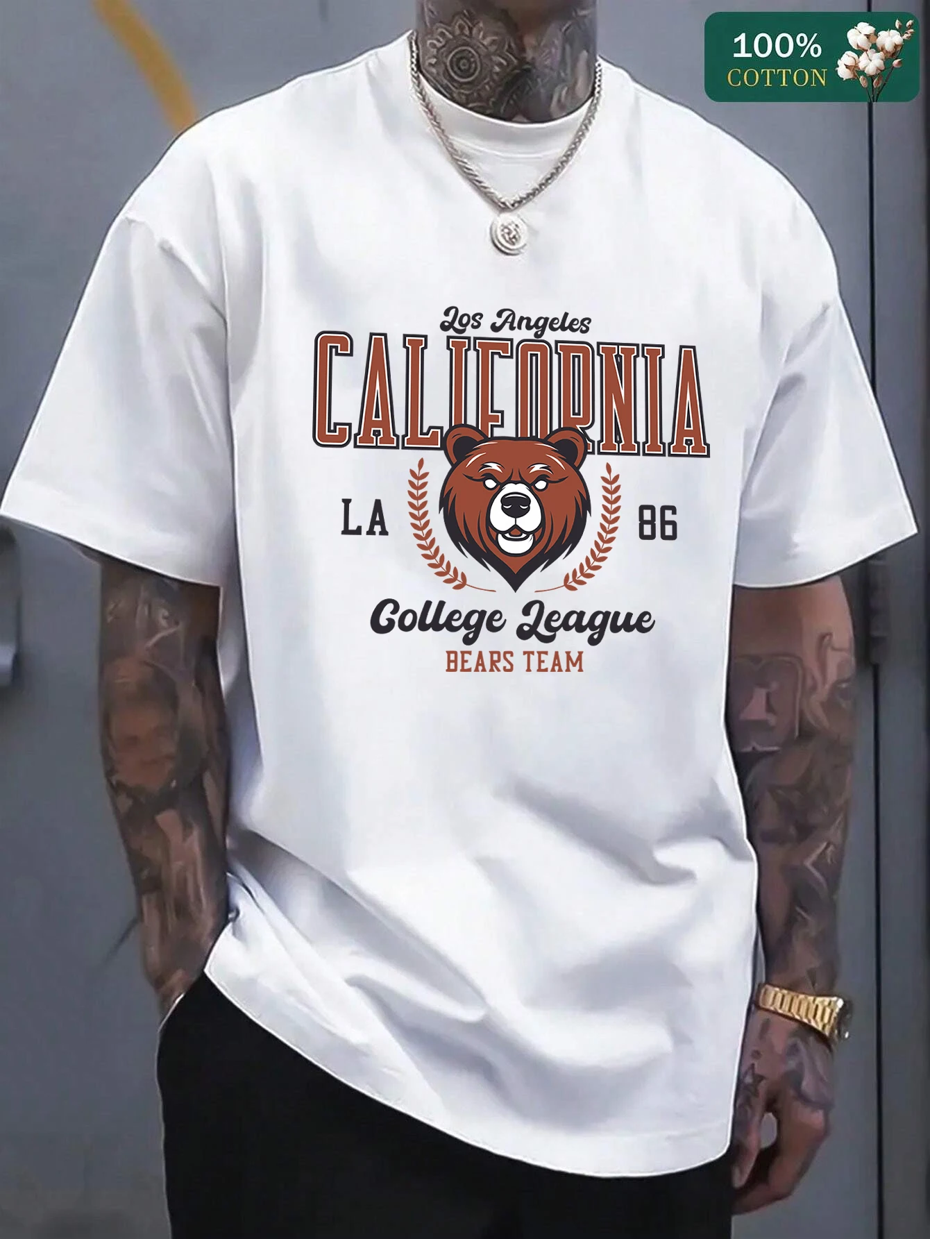 

Мужские футболки с принтом California College League, универсальная одежда в стиле хип-хоп, свободная повседневная футболка, хлопковая футболка с круглым вырезом и коротким рукавом