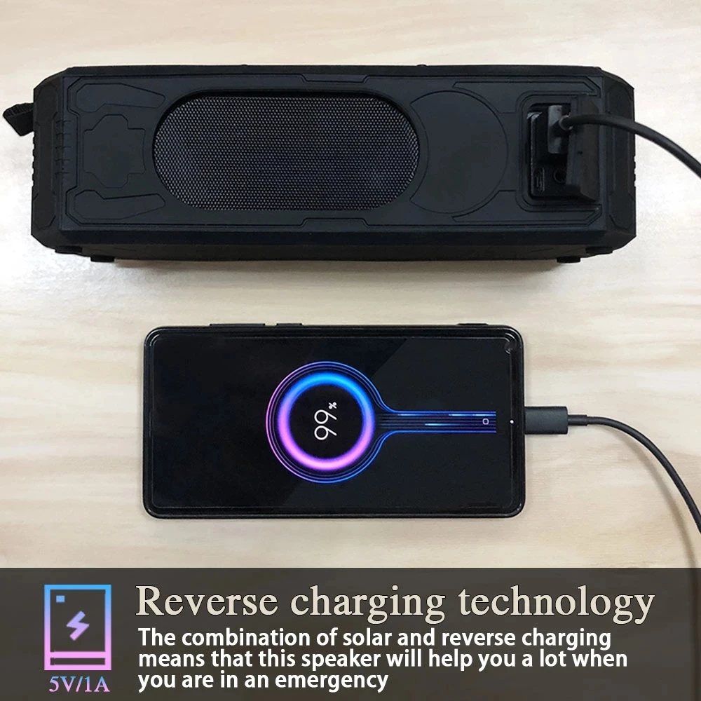 T62 Solar Audio Bible Outdoor Riding Waterproof Blue Tooth Small Speaker Light Mobile Power Charging Treasure Long Battery Life