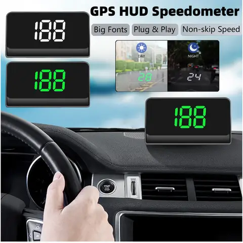 자동차 HUD 헤드 업 디스플레이 KMH/MPH GPS 디지털 속도계 플러그 앤 플레이 앞 유리 프로젝터 자동차 전자 액세서리