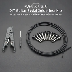 10 Solderless Cable Kits Connections Design Guitar Cable DIY Guitar Pedal Patch Kit Black Cap Jack 3M Cable