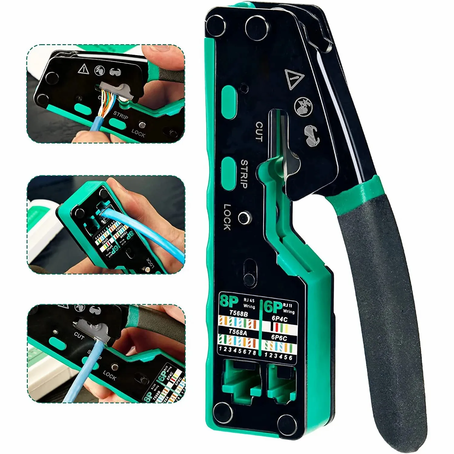 Imagem -03 - Zoerax Ethernet Crimper Tool Kit Tudo em um Rj45 Pass Through Cat6 Ferramenta de Crimpagem para Cat5 Cat5e Cat6 Conector 8p8c
