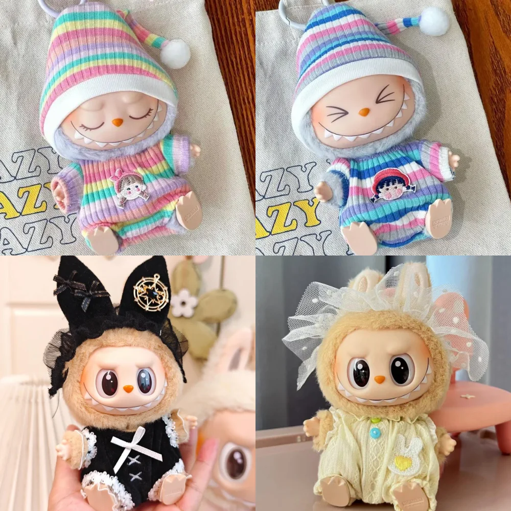 Pop Kleding Voor 15-17 Cm Labubu Kleding Mini Pluche Idool Katoen Pop Universele Outfit Jurk Rok Pyjama dress Up Accessoires