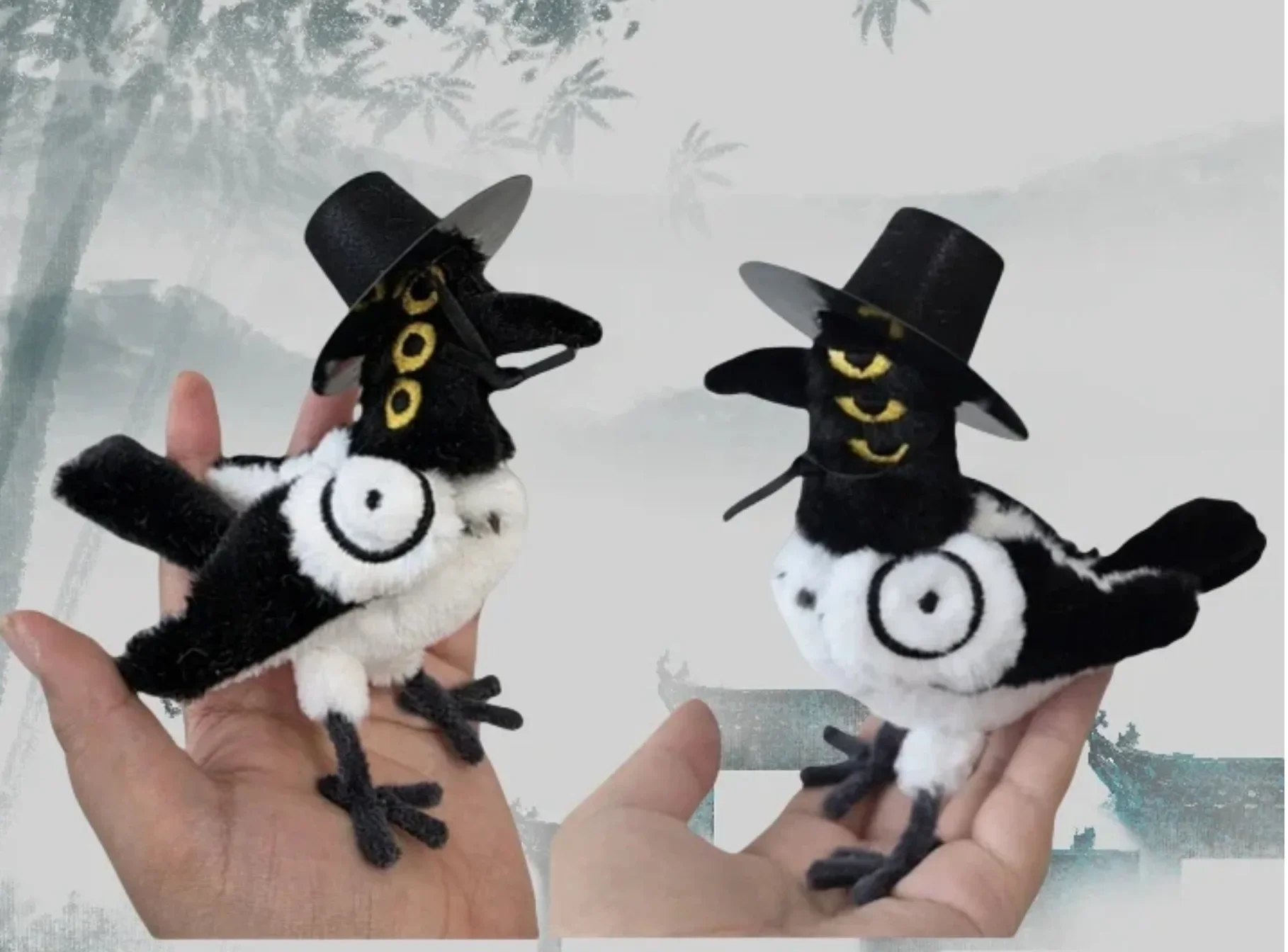 

Popular anime Kpop demon hunter plush cute purple tiger black hat magpie and 3-eyed monster hunting girl group filled