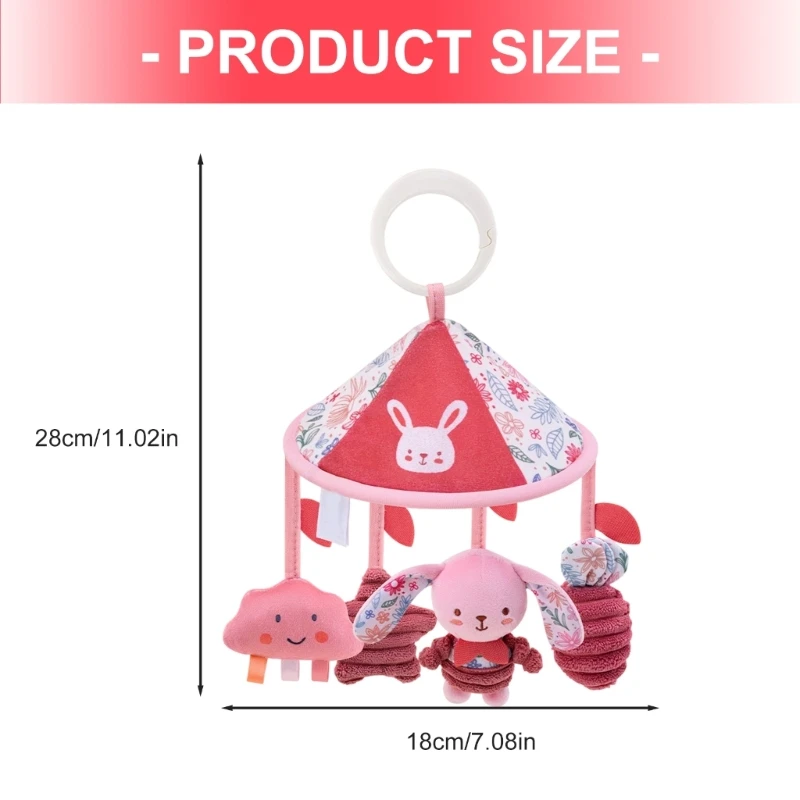 Carrinho pelúcia animal pendurado chocalho cama sino adorável animal mordedor brinquedo para o bebê 15ub