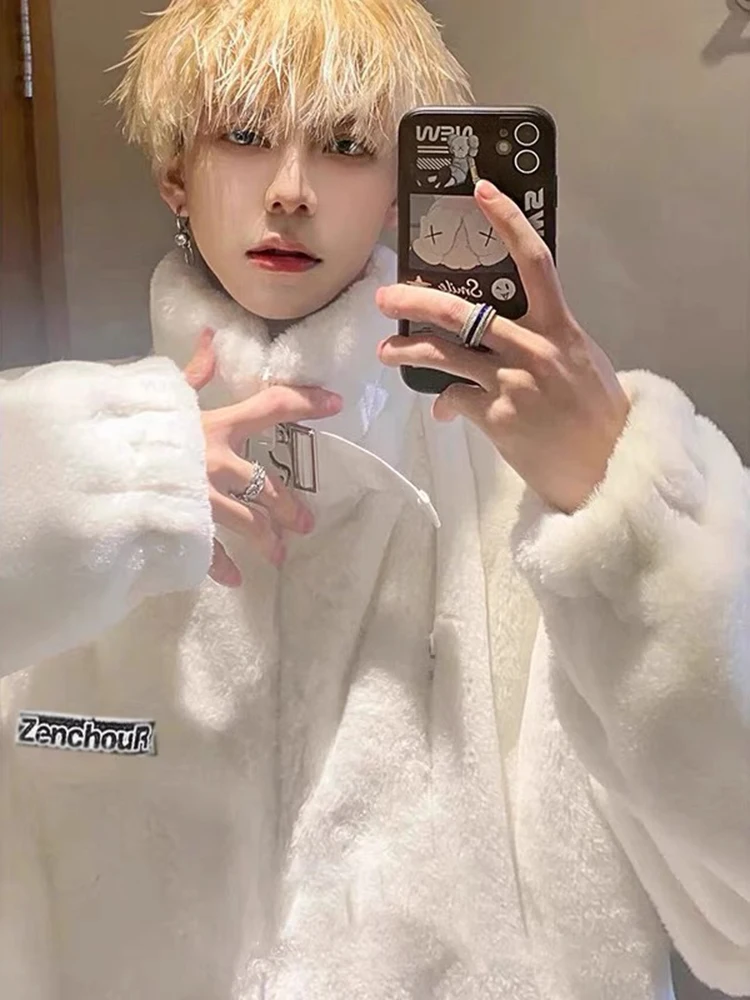 

Мужская зимняя куртка из овечьего меха, модное брендовое пальто Haome, высококачественное хлопковое пальто с воротником-стойкой из искусственного кроличьего меха...