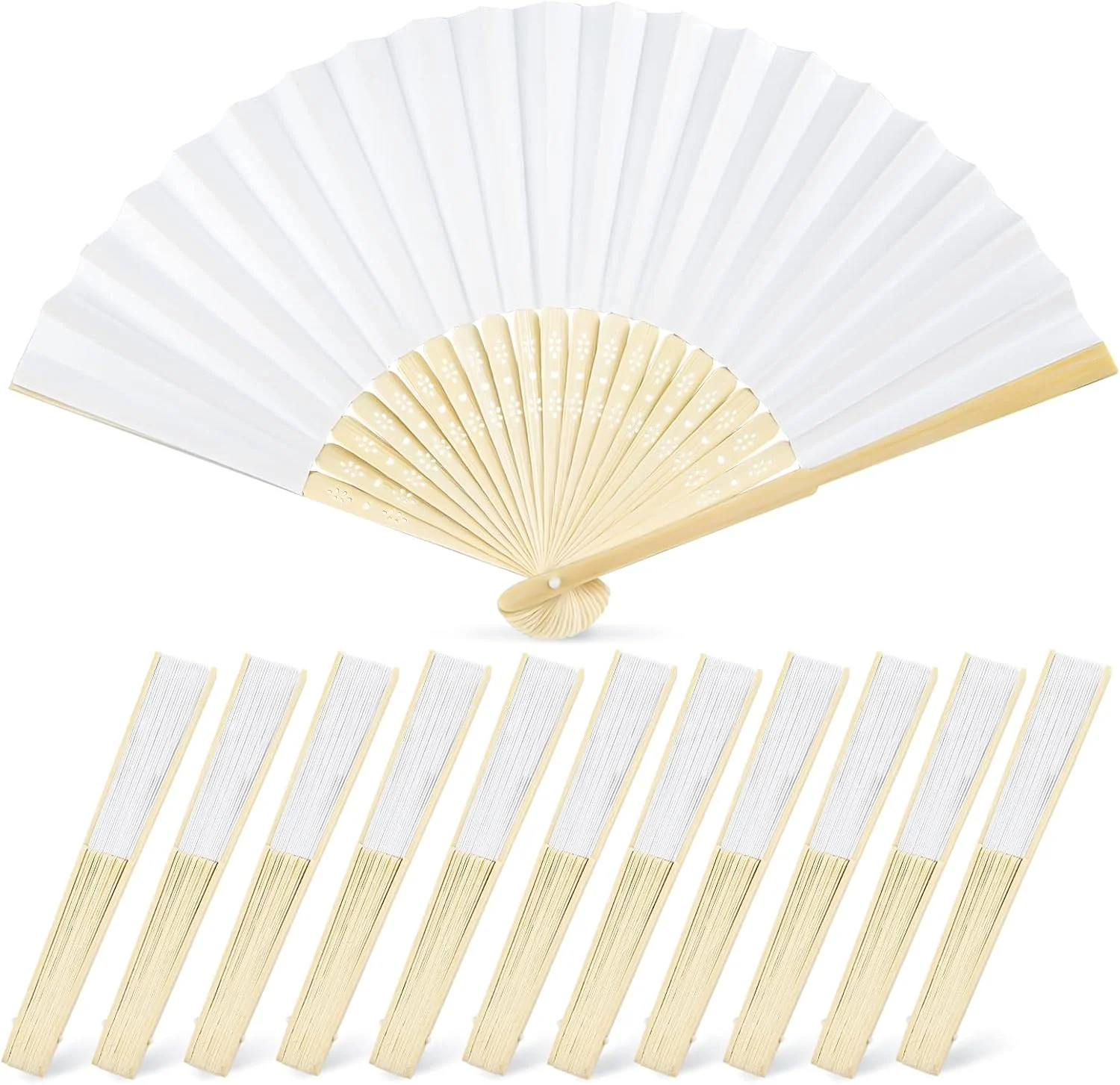 Foldable Bamboo Fans, 50-1pcs Eastern Style Handheld Fan Japanese Chinese Fan for DIY Decoration Wedding Dancing Party Favors