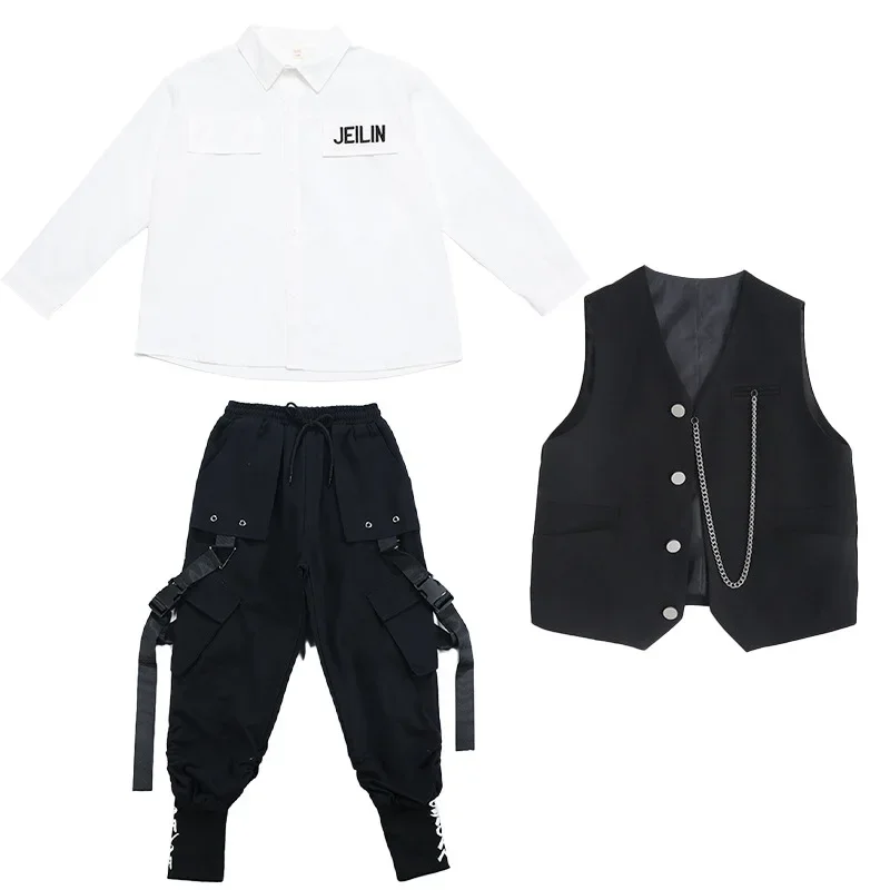 Vêtements Hip Hop pour enfants, chemise respirante, haut en fibre, veste DulCargo, pantalon pour filles et garçons, costume de danse jazz