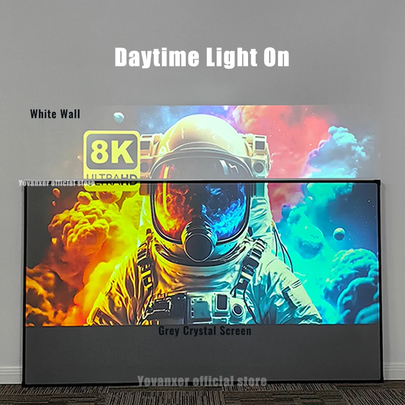 Grey Crystal Projection Screen Fixed Frame 1CM Ultra Narrow Bezel ALR 150 Inch Screen For Long Throw Projector 3D Home Theater