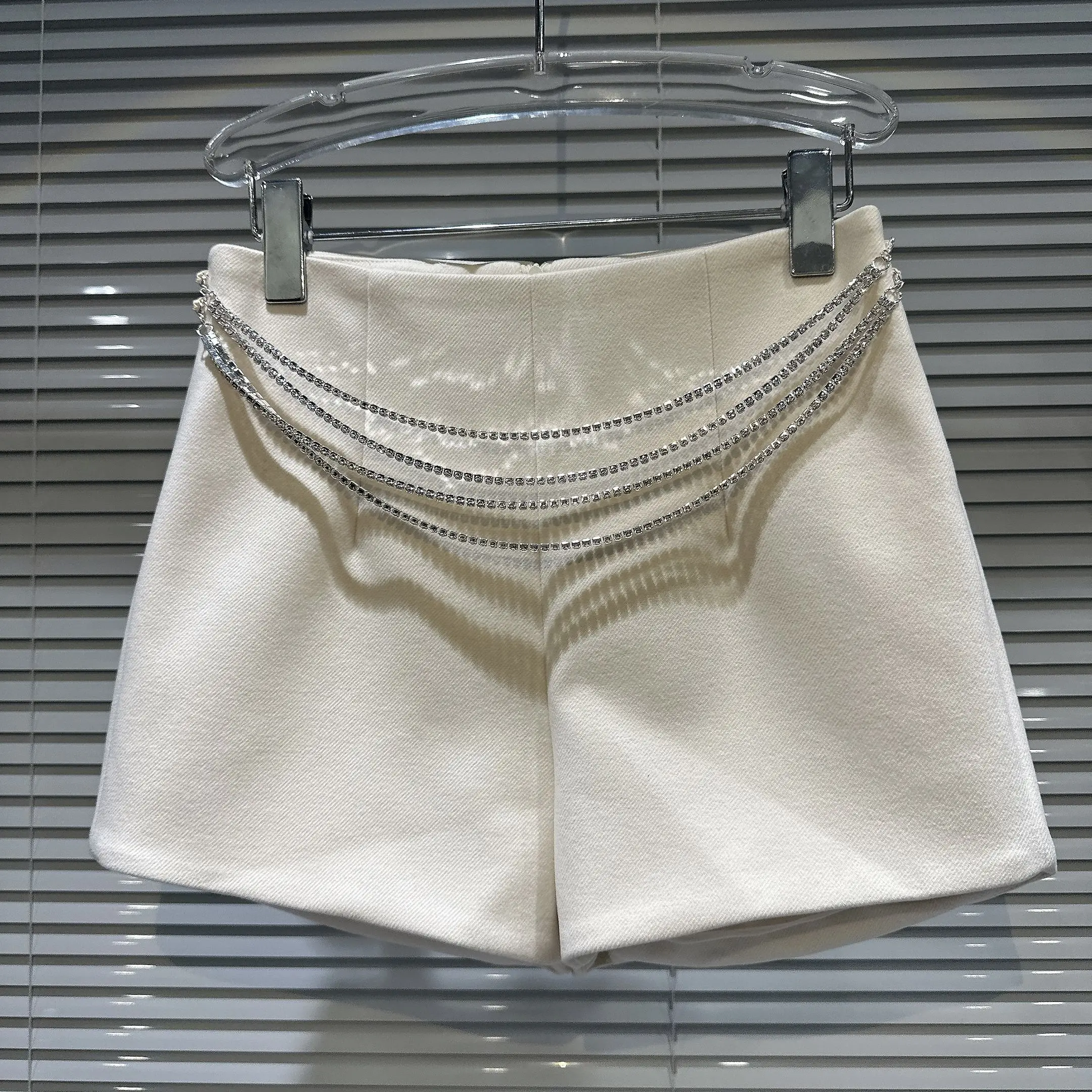 2025 Autumn New Sle Small Fraance Wind Bead Chain Waist Chain Elegance Tee-Quarter Length Woolen orts for Women