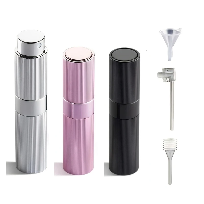 8ml 6-piece set of refillable perfume travel bottles, small cologne sprayer with ribbed exterior, empty twist-up sprayer, mini leak-proof fragrance container, portable