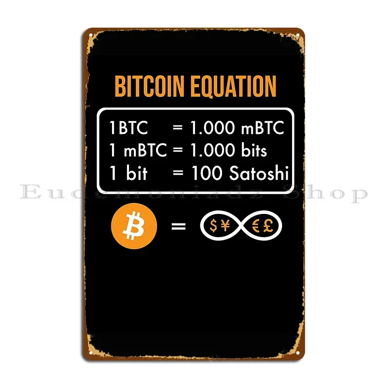Bitcoin Equation I Btc Unit For Bitcoin Hodler Metal Sign Mural Classic Bar Cave Printed Wall Decor Tin Sign Poster