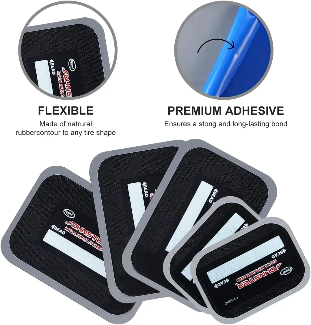 60-Piece Heavy Duty Tire Patches 2.6 x 3.2' & 3.4 x 4.8', Rubber Radial Repair Kit for Car, Truck, Bus, Tractor