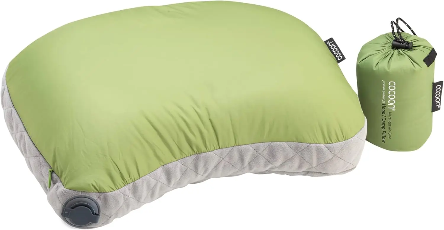 Almohada Ultraligera AirCore con Funda en Verde Wasabi - Comodidad de Viaje Premium para Camping y Vuelos