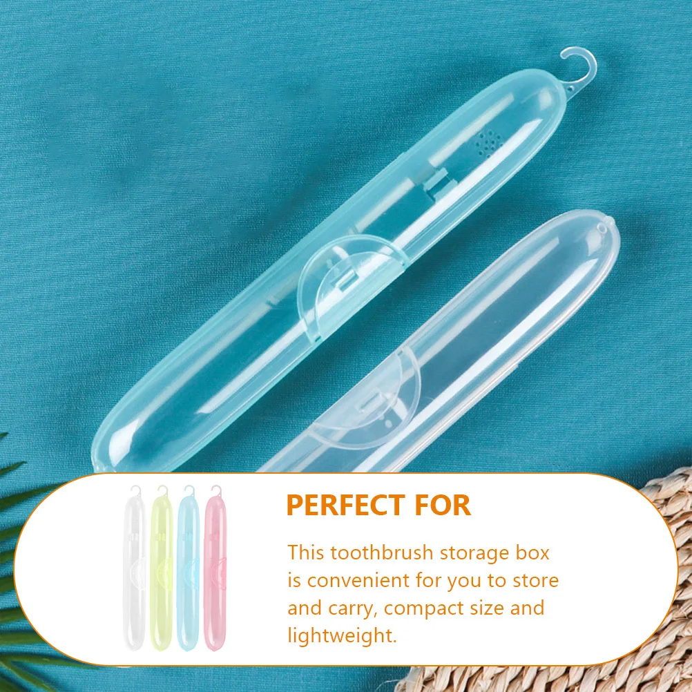 

4Pcs Toothbrush Protector Cover Travel Case Compact Lightweight Plastic Material Home Outdoor Use Tooth Brush Case