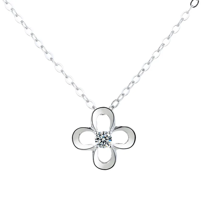 

Factory Wholesale Women's 925 Sterling Silver Clover Design Chain Necklace