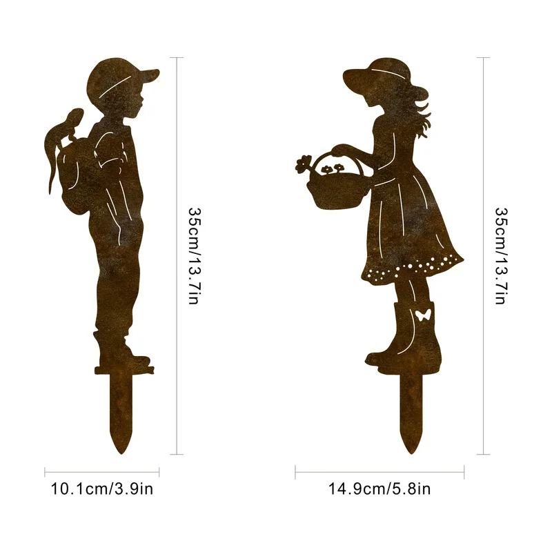 [2DPlane] 1Creative Etched Metal Garden Ornament for Two People, Suitable for Both Men and Women