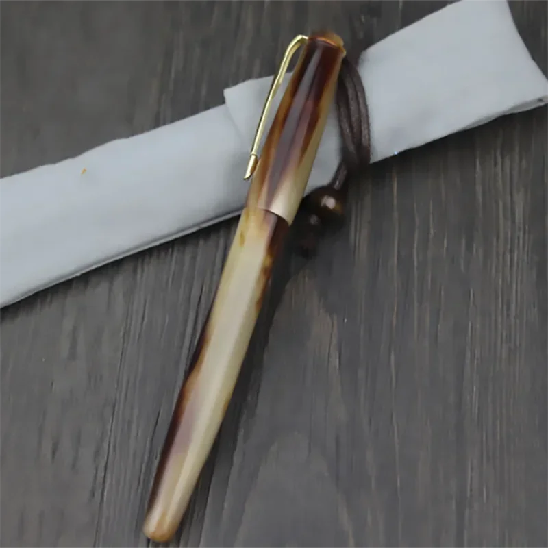 Hot HERO YLJ Exclusive Handmade Fountain Pen Natural Ox Horn Fine Nib 0.5mm Unique Gift Customization Office Collection Business