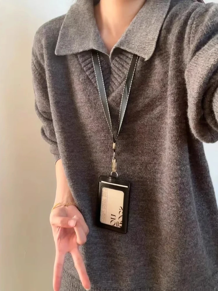 

ay V-Ne Knitwear Men's Sle Autumn Winter Loose Fit High Quali Leisure Polyester Fiber Long Sve Sweater