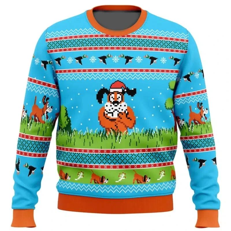 

Autumn Duck Hunt Ugly Christmas Sweater Game Cartoon Anime Women's Men's Pullover Top New Fashion Couple Hoodie Sweatshirt
