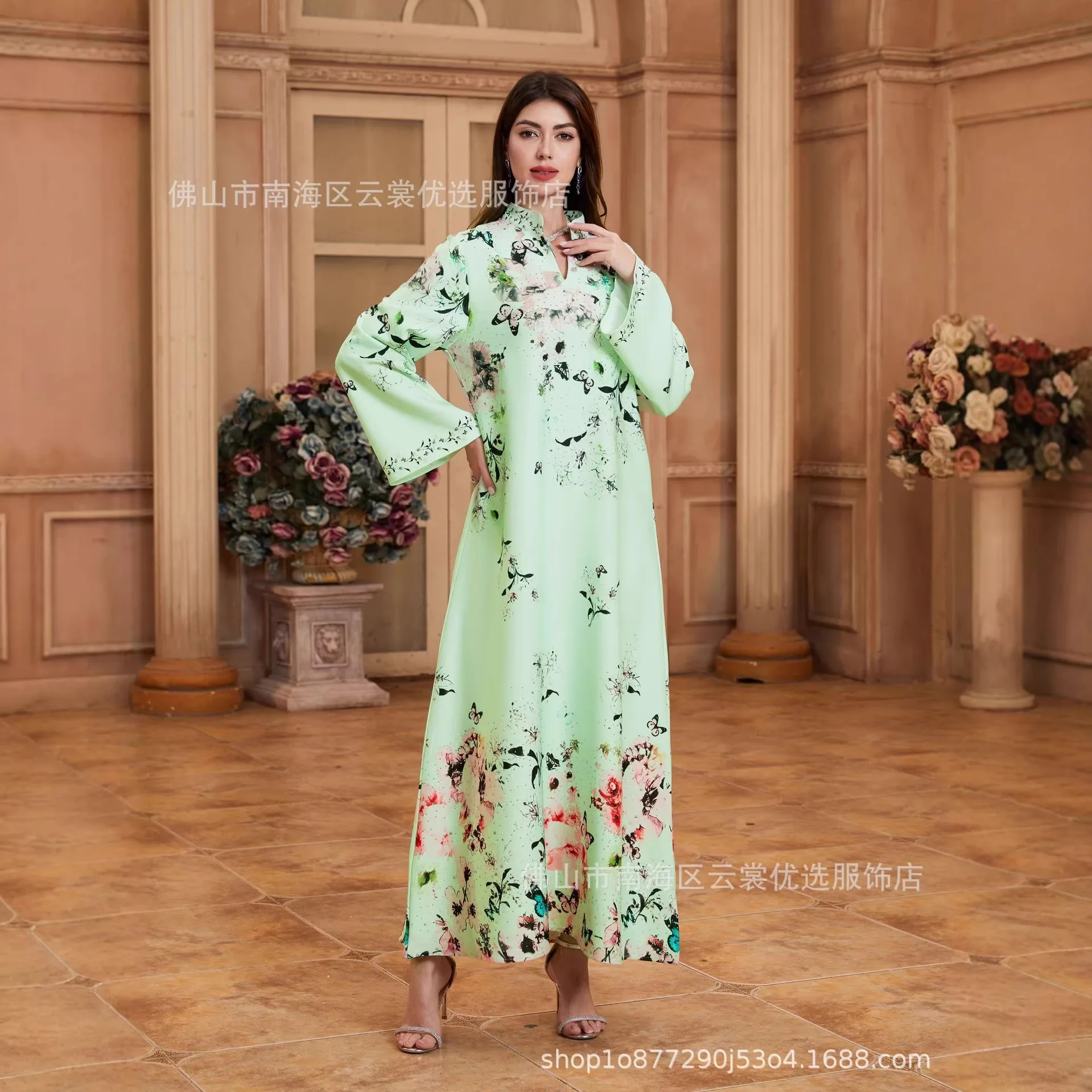

Eid Women Dress Abaya Kaftan Party Dresses Ramadan Long Robe Diamonds Jalabiya Print Abayas Muslim Morocco Dubai Vestidos