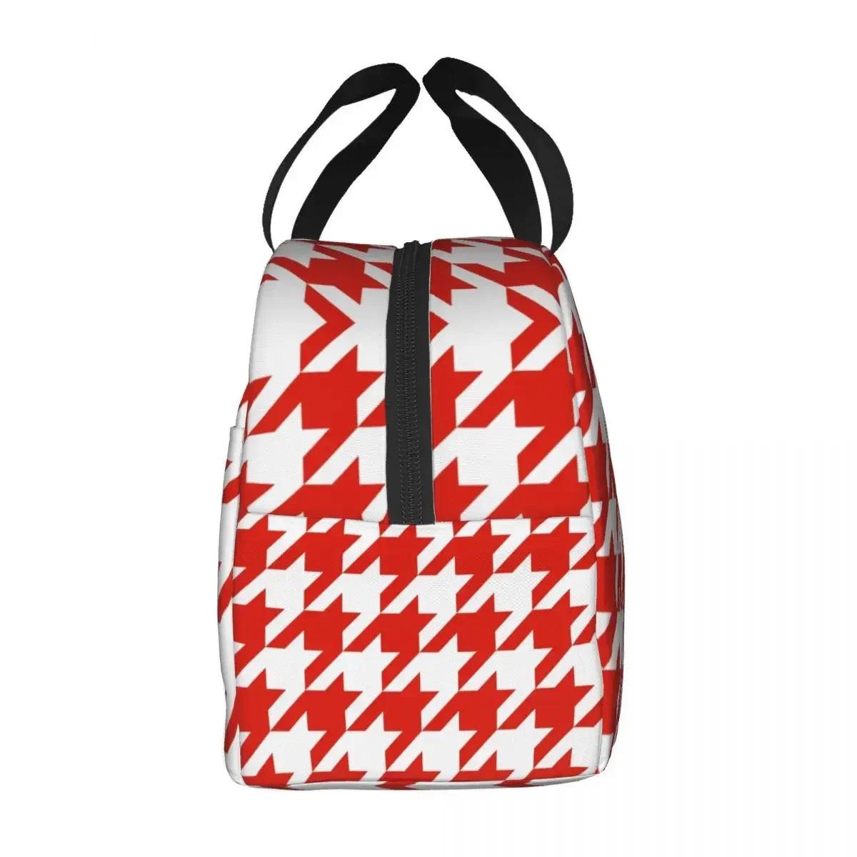 Red Large Houndstooth Resuable Lunch Boxes Multifunction Dogtooth Cooler Thermal Food Insulated Lunch Bag Kids School Children