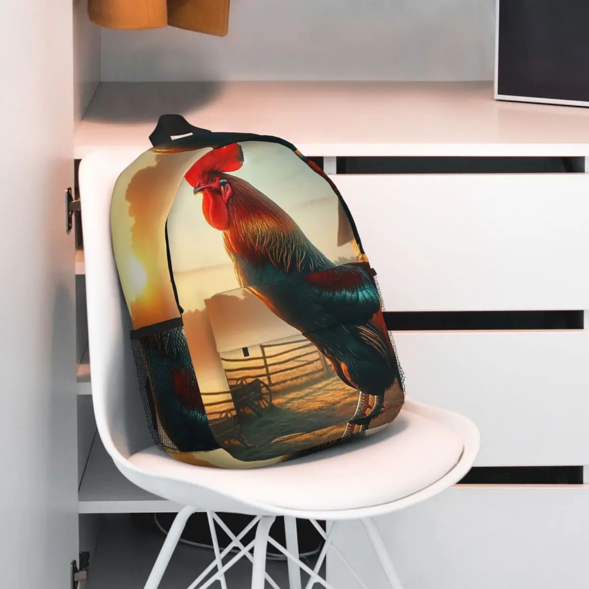 Roosters On The Farm And Sunset Backpack Student BookBag Children School Bag Computer Shoulder Bags for Boys Girls