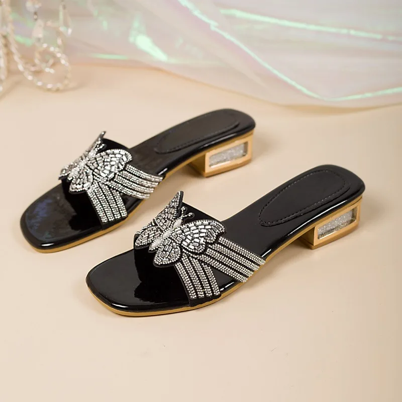 

2026 New Women Sandals Summer Open-toe Wear Sandals Temperament Chunky Fashion Slippers Lightweight Beach High Heels Women Shoes