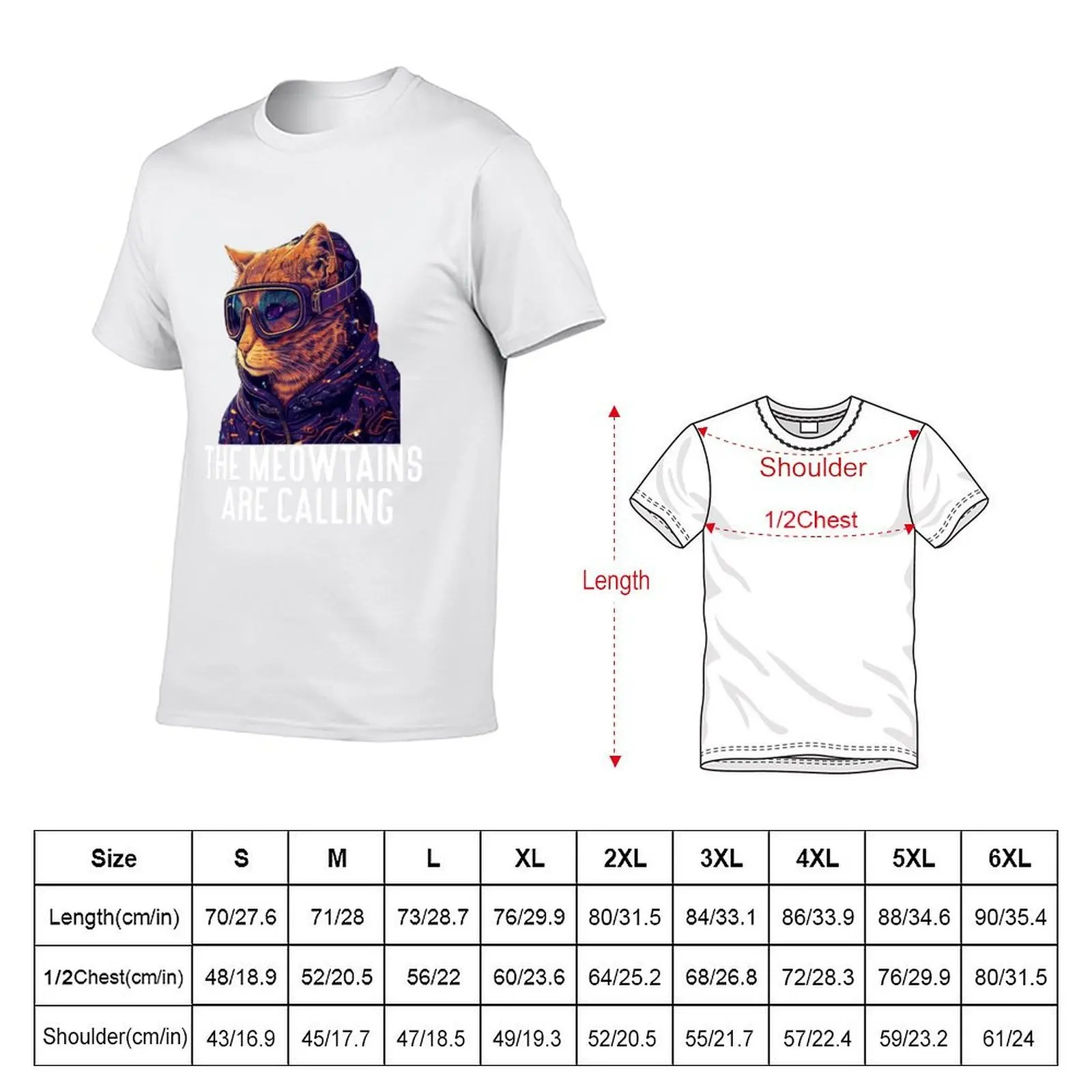 التزلج نداء meowtains-نظارات التزلج القط التزلج تي شيرت رجل تي شيرت جرافيك تي شيرت رجل القطن تي شيرت