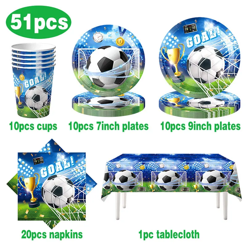 NEW Soccer Birthday Decorations Ballons Tableware Plates Cup Napkin Tablecloth Banner Gift Bag Football Theme Party Supplies Boy - view 4