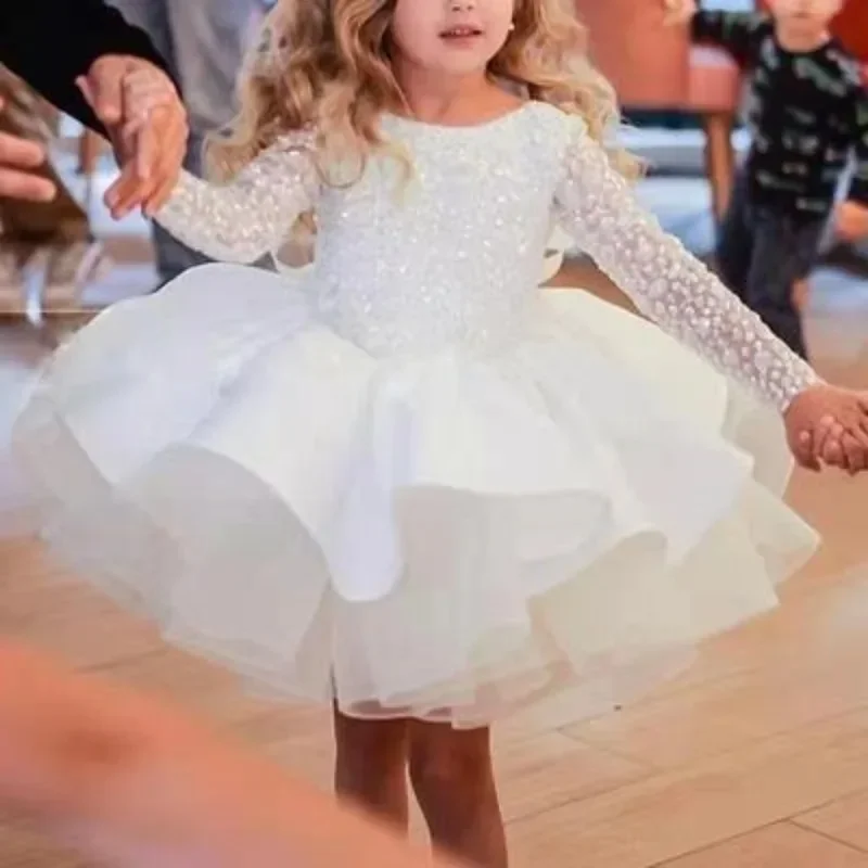 Luxurious Birthday Party Dress For Girls Ball Gown Elegant Sequin Evening Dresses Teenage Frock Wedding Kids Flower Girl