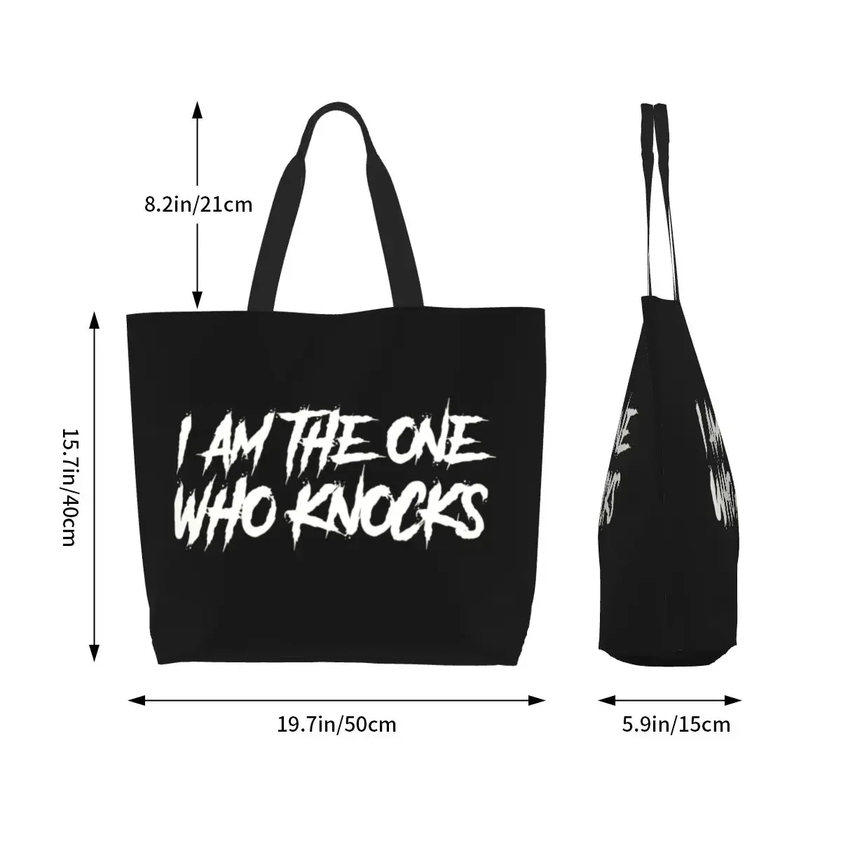 I Am The One Who Knocks Shopping Bag, Print Canvas, Shopper Tote, Initiated Bag, Big Capacity, Durable Quote Bag