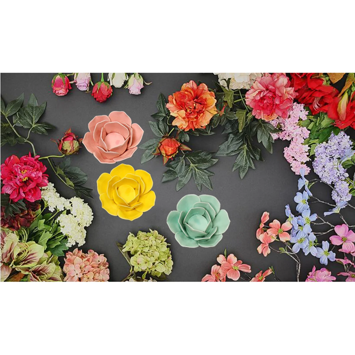 

Ceramic Lotus Pink Tea Light Holder Flower Shape Holder Home Table Decoration Glazed Pottery Candlesticks