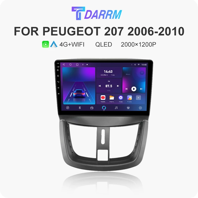 2din Android Automotive Multimedia for Peugeot 207 CC 207CC 2006 2007 2008 2009 2010-2015 Player Carplay Auto GPS Navigation DSP