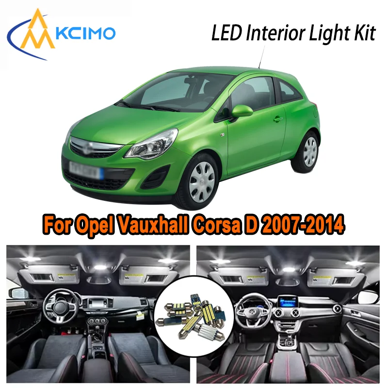 

For Opel Vauxhall Corsa D 2007-2014 2008 2009 2010 2011 LED Interior Dome Map Trunk Light Kit Car Led Lamps Canbus No Error