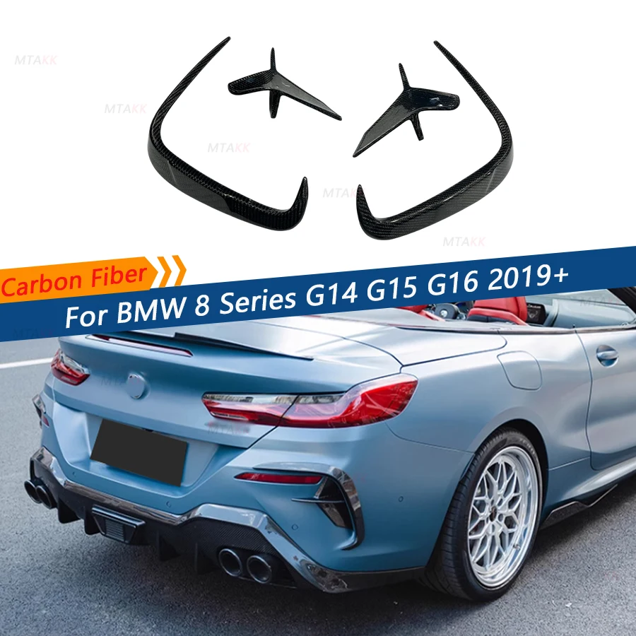 Real Carbon Fiber Rear Bumper Canards Splitters Trim For BMW 8 Series G14 G15 G16 M Sport 2019+ Rear Splitters Car Accessories