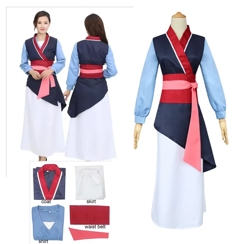 

Mulan Cosplay Costume Women Princess Mu Lan Dress Chinese Hanfu Heroine Outfit for Replacing Father Military Hua Mulan Halloween