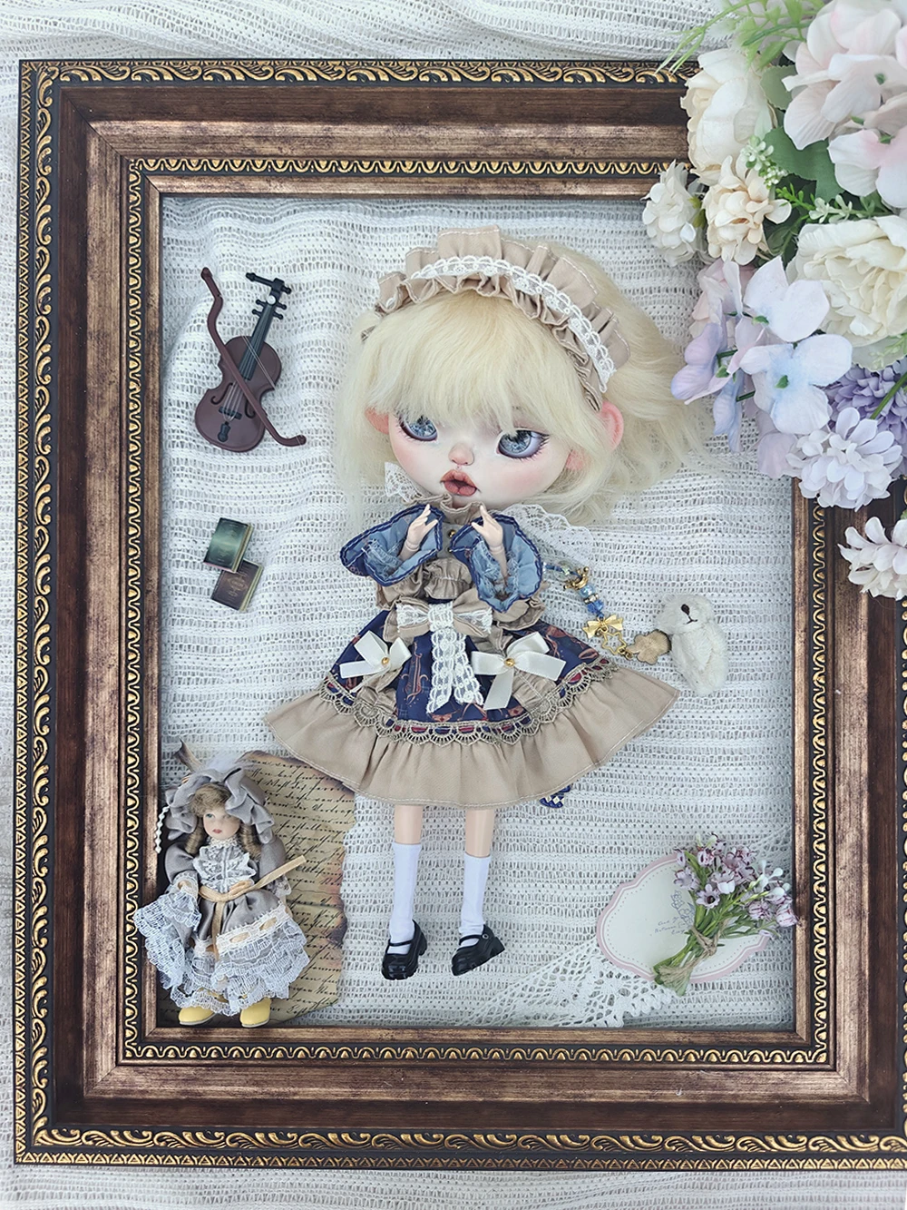 Ubranka dla lalek Blythe Koronkowa Sukienka Księżniczki w Stylu Vintage z Długim Rękawem Akcesoria dla Lalek Ymy Licca Azones Ob22 24 27 Ubrania dla Blythe